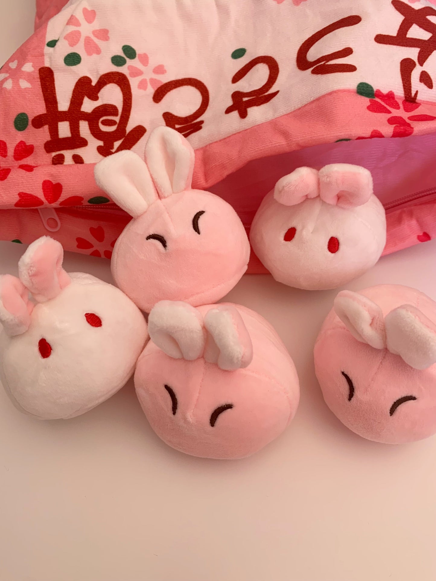Stress-Relief Pudding Bunnies Pink Pillow