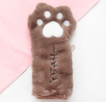 Cute Plush Cat's Paw Pencil Case for School