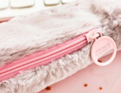 Cute Plush Cat's Paw Pencil Case for School